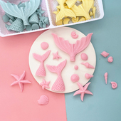 巧克力蛋糕装 创意烘焙可食用 饰海洋世界鱼尾卡通贝壳海星海螺