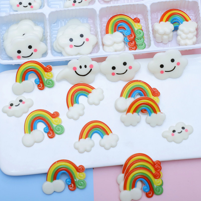 新品巧克力云朵彩虹生日蛋糕装饰彩虹成品配件DIY创意烘焙插件