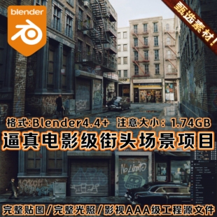Blender素材模型环境纽约贫民区街道欧式房屋建筑场景工程源文件