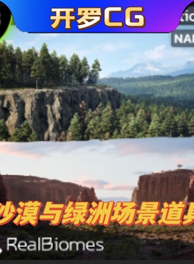UE5虚幻5.3 RealBiomes Desert Cliffs 沙漠与绿洲环境场景道具