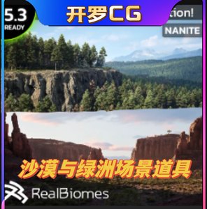 UE5虚幻5.3 RealBiomes Desert Cliffs沙漠与绿洲环境场景道具