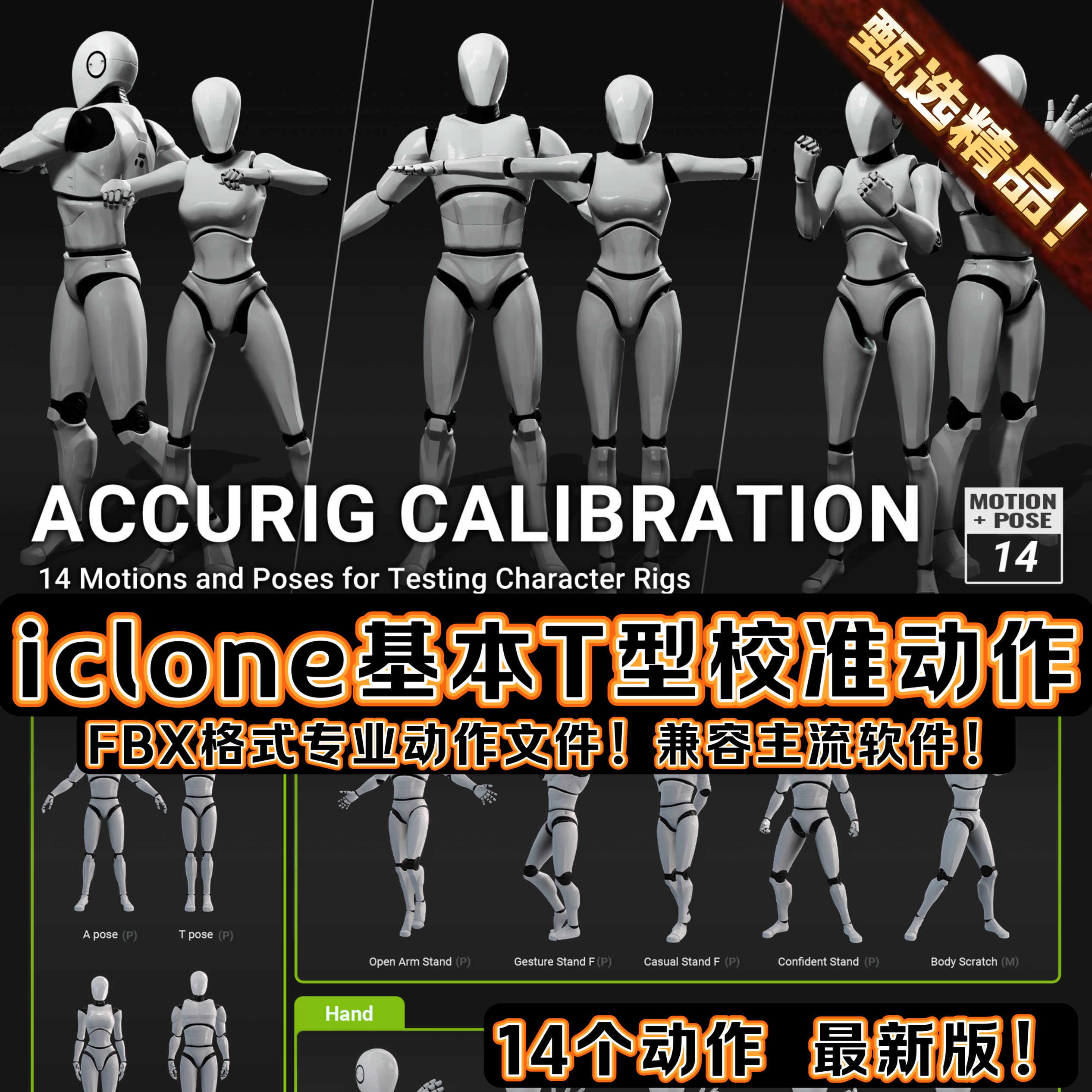 iClone人物基础专业校准动作T型站立动作姿势AccuRIG Calibration