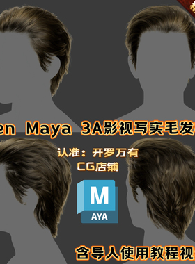 Xgen影视3A写实头发男性背头帅哥角色头人物毛发面片素材MAYA模型