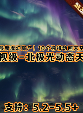 UE5虚幻5影视级北极光唯美动态星空宇宙极地自然环境场景天空贴图