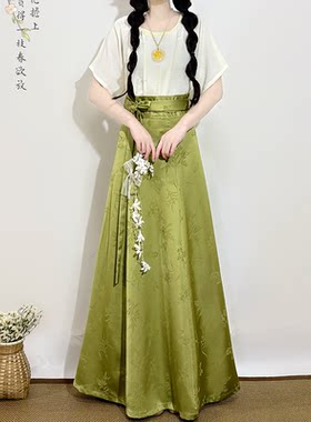 盛夏新中式改良坦领汉服套装