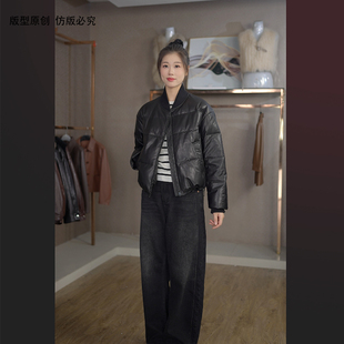 JINMING【客定款】冬季超保暖90%白鹅绒服定制全植鞣小羊皮皮衣女