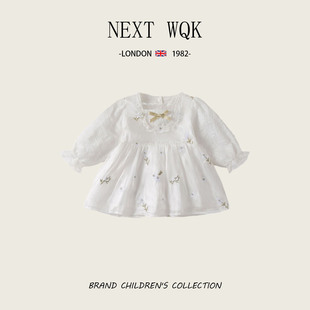 英国NEXT 纱网碎花甜美连衣裙 WQK春秋季 女宝宝周岁公主裙女童长袖