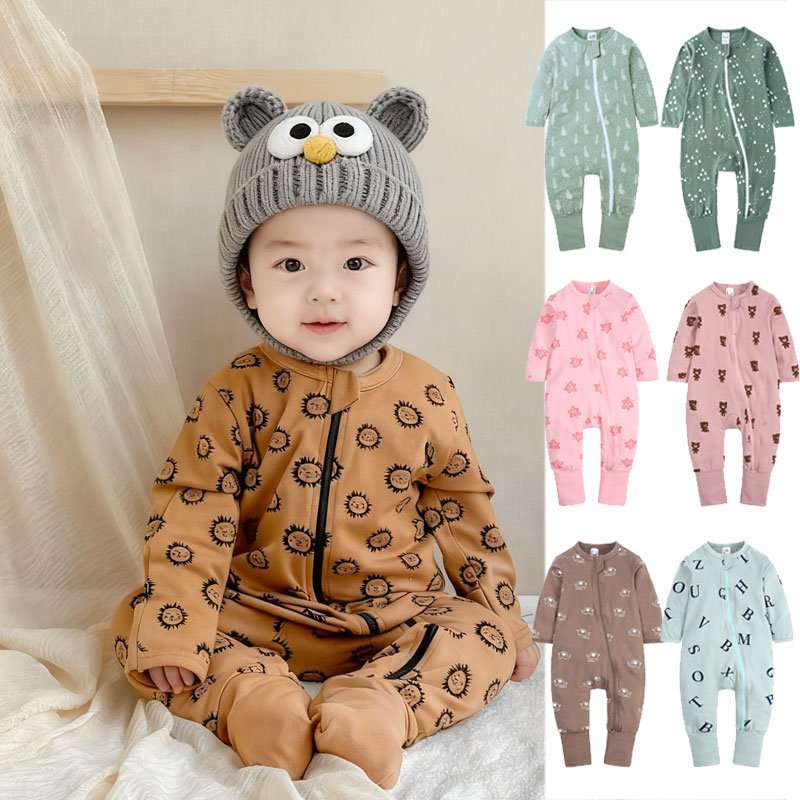 ins棉春秋季连体衣初生男女爬服