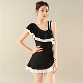 花房姑娘高级感简约风连体裙式 泳衣女保守遮肚显瘦比基尼泳装 度假