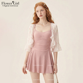 纯欲高级感绝美泡温泉泳装 花房姑娘泳衣女士2026新款 连体保守裙式