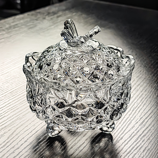 水晶玻璃高脚杯果酱碗美容院小碗精致小果盘零食带盖水果盘糖果盒