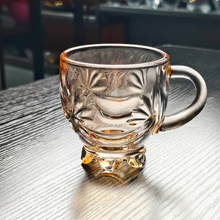 水晶玻璃杯带把水杯小茶杯酒杯花茶杯子绝美泡茶家用高级感高颜值