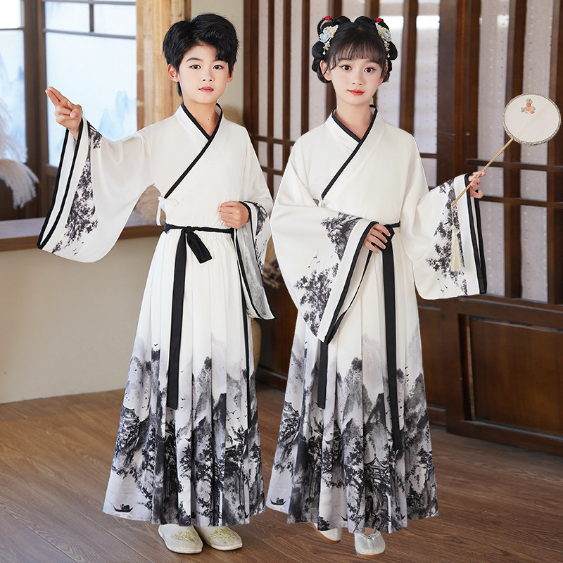 六一国学三字经书童表演服装中国风弟子规古装同款儿童汉服演出服