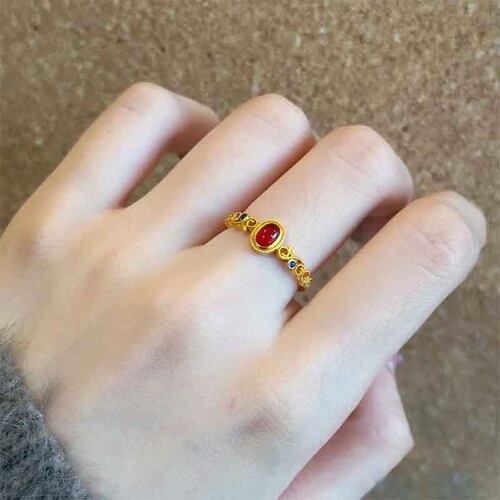 女18K金复古宫廷小宫雀古法戒指