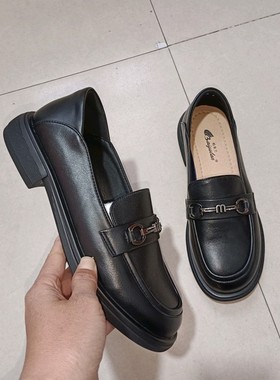柏育兰大码女鞋2025春真皮可踩跟套脚乐福鞋单鞋41.42.43码8773