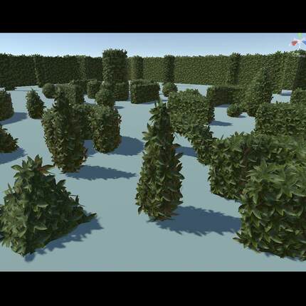 Unity3D植物迷宫园林景观绿植带模型U3D花园树木模块植被灌木低模