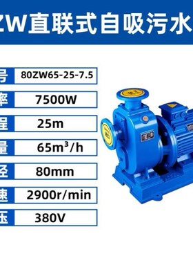 80ZW65-55380v大流量高扬程抽水泵50ZW15-30/60ZW20-25自吸泵