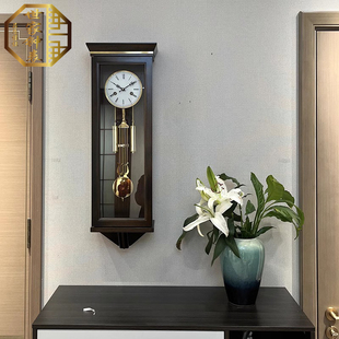 大号挂钟纯铜机械新中式欧式高档实木机械挂钟整点报时上链发条钟