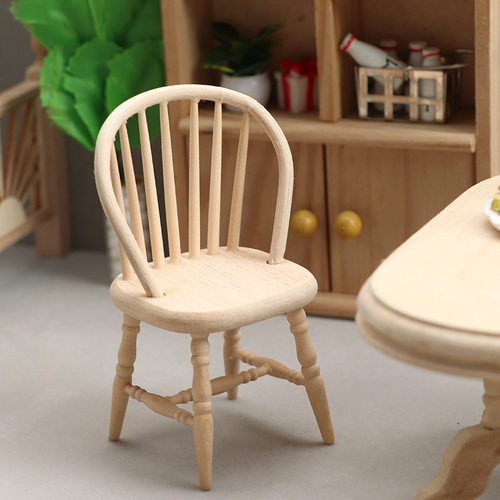 1:12Dollhouse食玩娃娃屋配件迷你家具bjd无扶手椅子模型复古藤椅