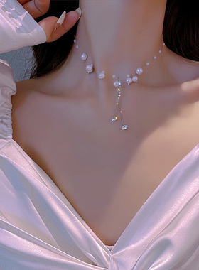 珍珠项链女仙气夏脖颈链2022年