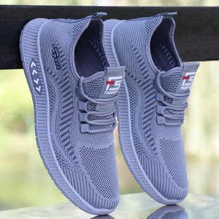 一脚蹬男鞋夏季新款网面透气运动鞋轻便休闲鞋软底防滑防臭跑步鞋