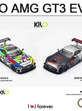 Kilo 1:64 AMG GT3EVO巴瑟斯特12小时耐力赛静态收藏汽车合金模型