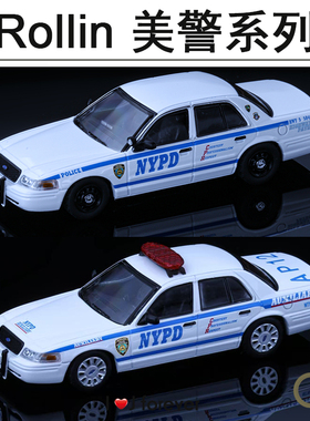 Rollin 1/64 2008道奇战马 nypd警车纽约CV模型