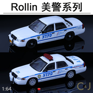 Rollin 1/64 2008道奇战马 nypd警车纽约CV模型