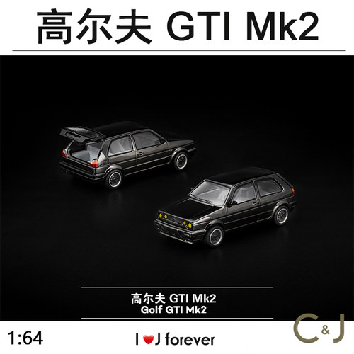 电镀黑色1:64高尔夫拓意POPRACEMk2GTI静态汽车模型