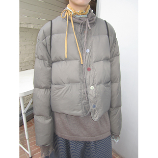 3months 2026冬季新款宽松显瘦百搭休闲单排彩色扣保暖羽绒服外套