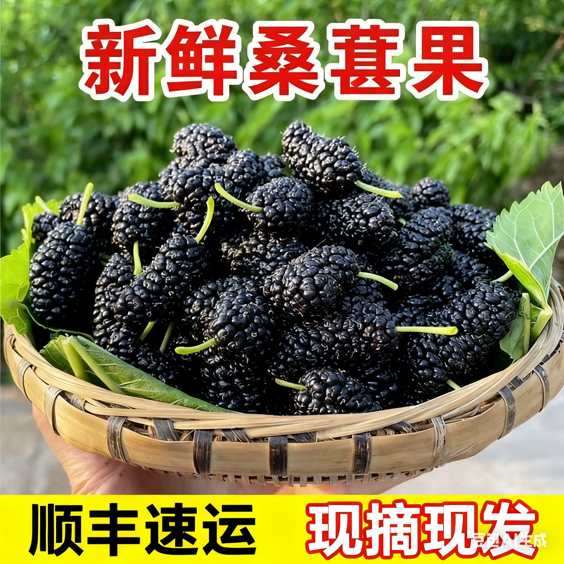 现摘现发新鲜桑葚鲜果泡酒酵素果酱孕妇水果桑枣黑桑椹果顺丰速运