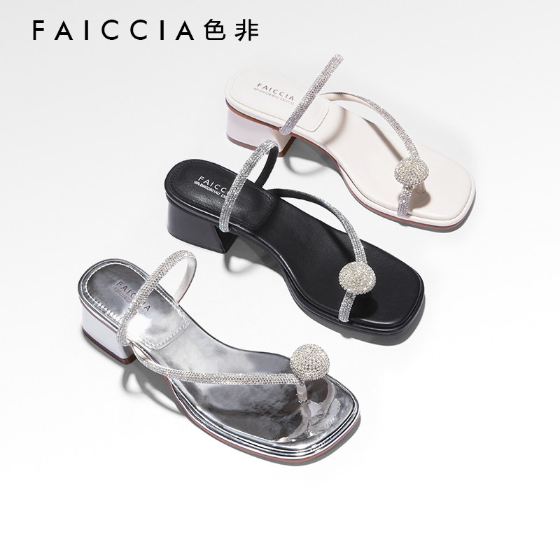 夹趾高跟拖鞋Faiccia/色非女鞋