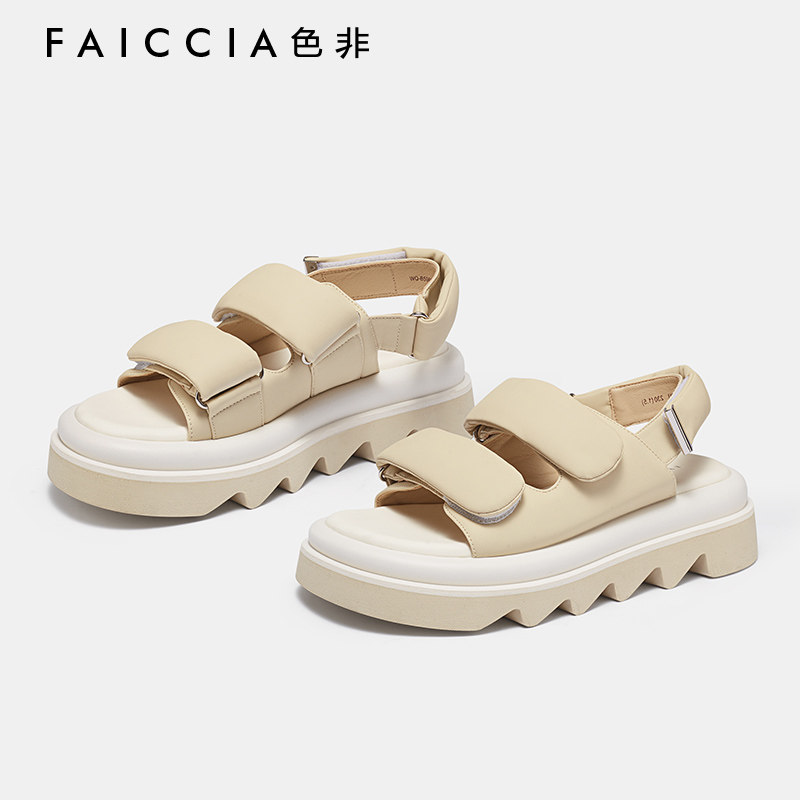 罗马凉鞋女夏季色非2023新款外穿百搭沙滩鞋魔术贴厚底爆款B506C