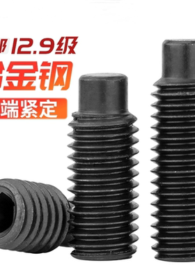 12.9级高强度黑色凸端紧定螺钉机米止付无头螺丝M3M4M5M6M8M10M16