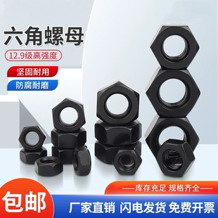 六角螺母12级高强度扁螺帽加厚螺母M6M8M10M12M14M16M18M20M52M56