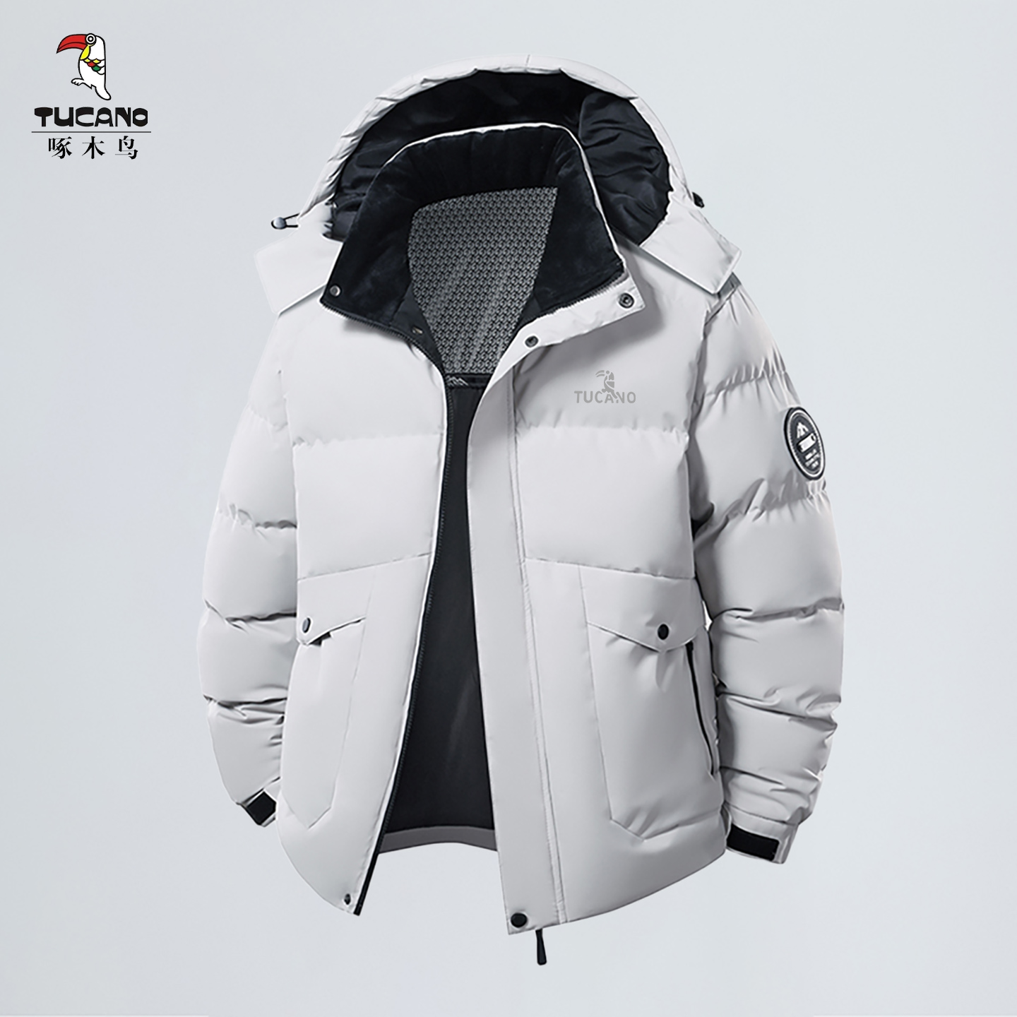 啄木鸟棉衣男士冬季2025新款冬装加厚潮牌工装羽绒棉服连帽外套男