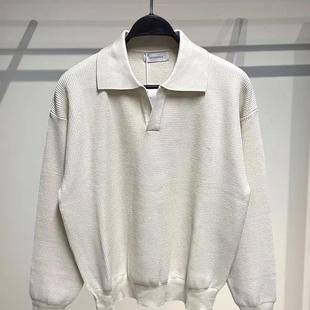 卫衣海鸥领华夫格毛织线衣 长袖 欧洲站v型叠领针织衫 男高级感修身