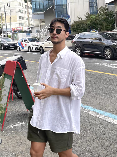 长袖薄款防晒工装衬衣亚麻寸衫潮