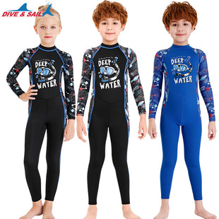 新款 中小童漂流浮潜速干水母衣UPF50 儿童泳衣防晒连体潜水服长袖