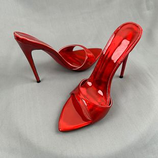 可尚佳2025新款红底高跟鞋女细跟尖头凉鞋女外穿性感气质名媛风