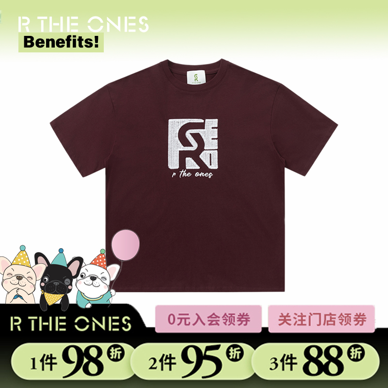 正方形刺绣宽松情侣RTHEONES