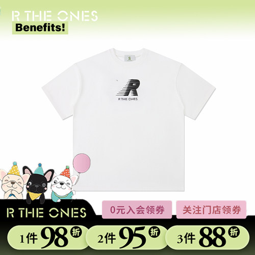 RTHEONES潮牌阶梯字母LOGO植绒发泡印花短袖美式夏季休闲T恤