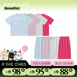 RTHEONES2025春夏时尚渐变字母套装裙两件套T恤裙子套装宽松圆领