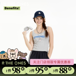 RTHEONES新款2025撞色拼色字母背心百搭休闲吊带修身上衣