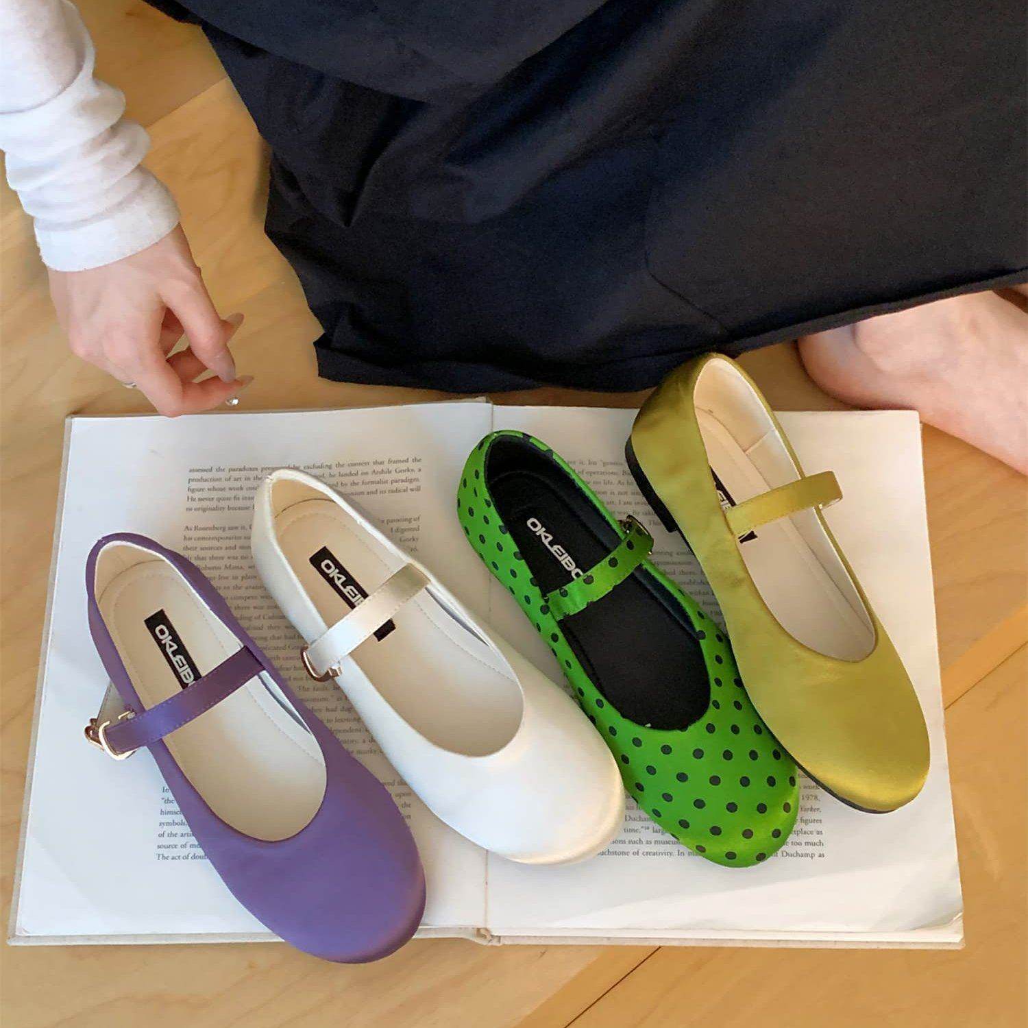 韩版一字带玛丽珍鞋女鞋子2026年新款温柔浅口平底软底豆豆鞋单鞋,女鞋,浅口单鞋,淘宝优惠券,粉丝福利购,淘宝优惠卷