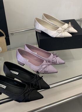 粗跟法式紫色小众单鞋女鞋2026春季气质名媛尖头配裙子通勤晚晚鞋