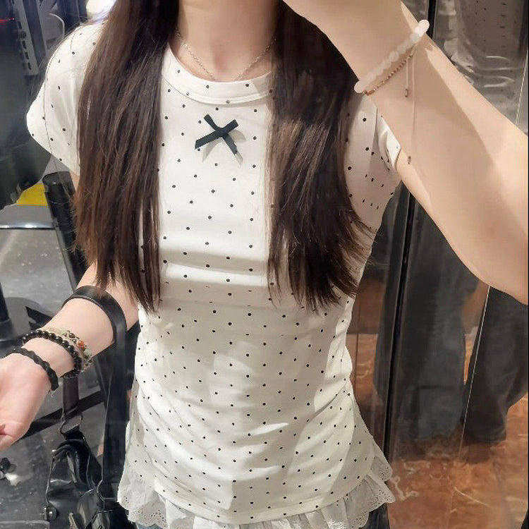 韩系少女感蕾丝花边拼接