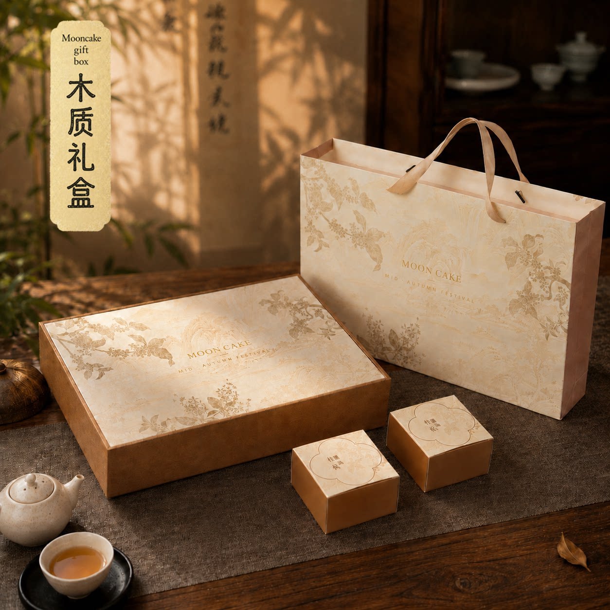 月饼礼盒榴莲冰皮月饼包装盒中秋礼盒高端礼品包装盒高档中式空盒