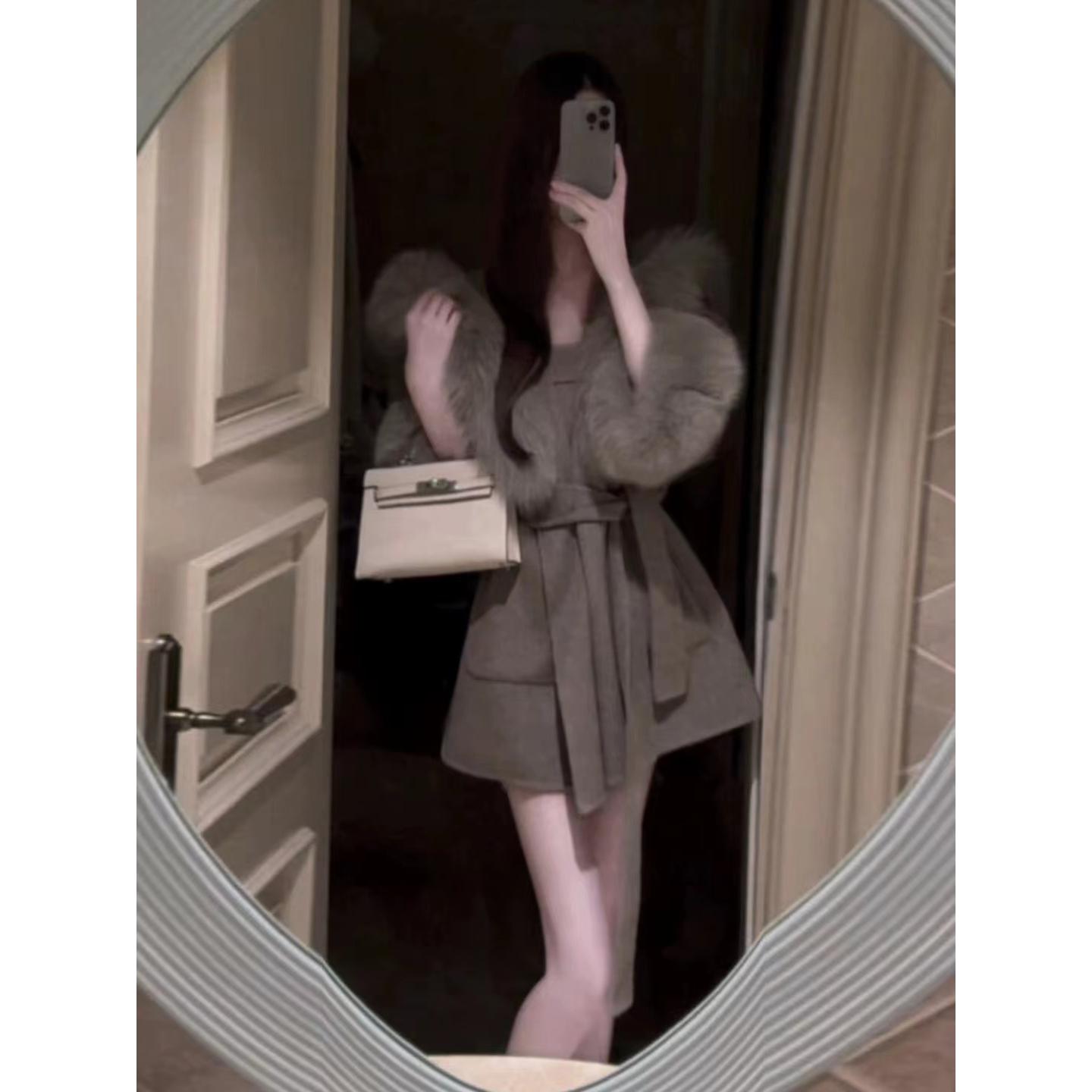 安梦忆皮草 ◆沪上千金~狐狸毛领连帽羊毛大衣外套女款2025新款冬