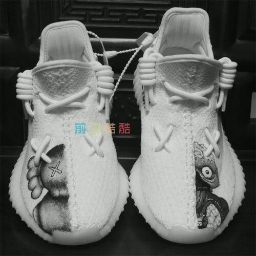 INS手绘diy定制椰子球鞋yeezy 350老爹鞋芝麻街kaws黑白涂鸦彩绘